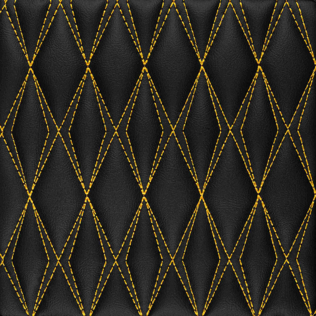 Tapis de Sol 3D sur Mesure Premium Luxus – Motif Double Losange Noir avec Surpiqûres Jaunes