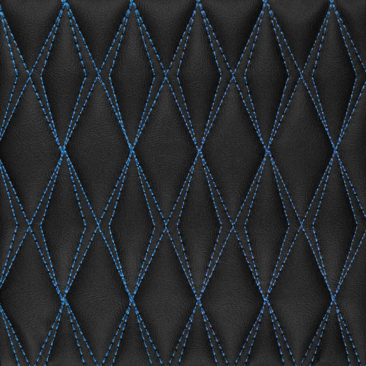 Tapis de Sol 3D sur Mesure Premium Luxus – Motif Double Losange Noir avec Surpiqûres Bleues