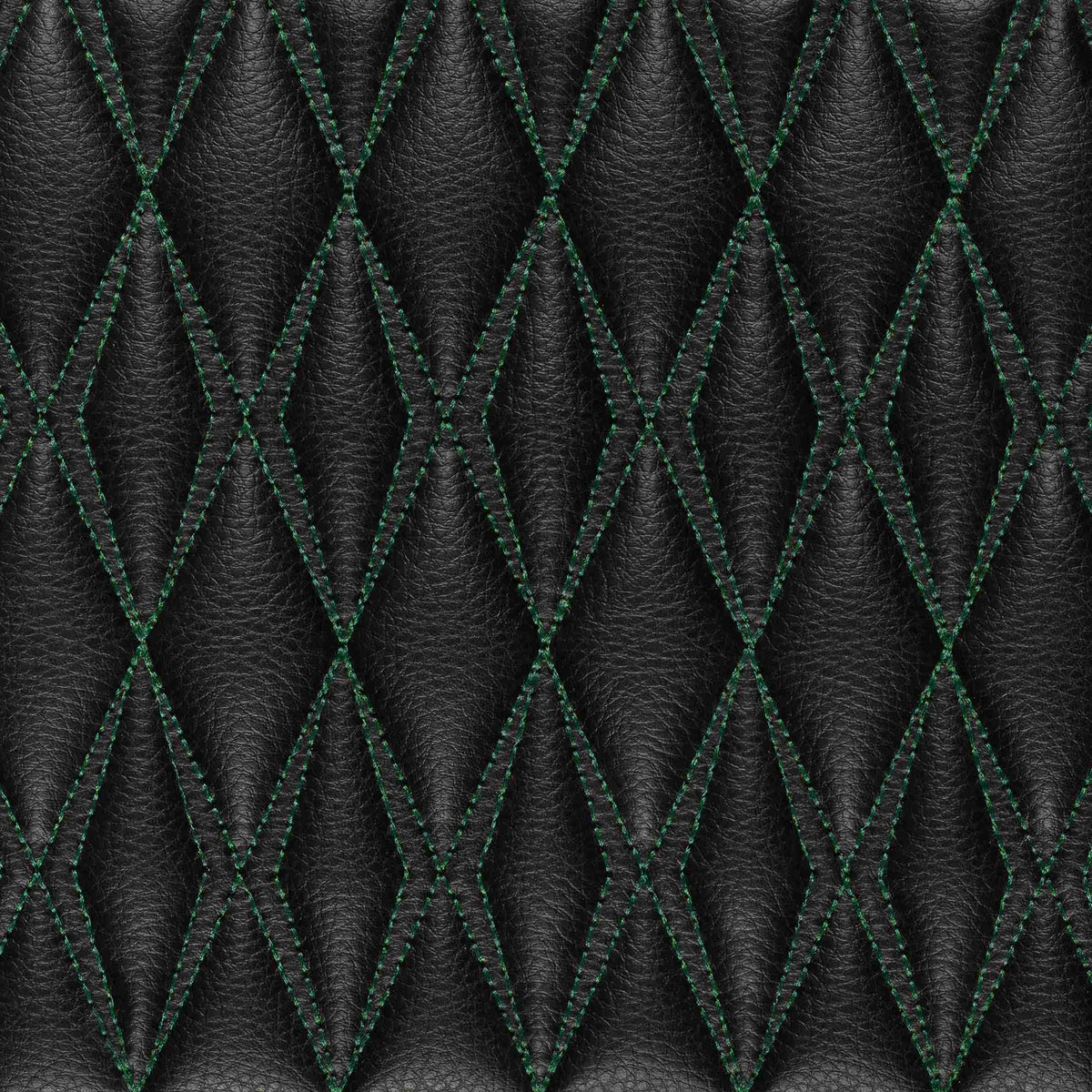 Tapis de Sol Premium Sur Mesure en 3D | Motif Double Losange | Noir & Surpiqûres Vertes