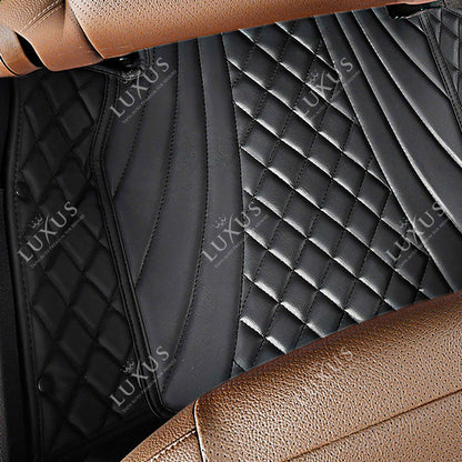 Tapis de Sol 3D sur Mesure Premium Luxus – Motif Hybride Noir avec Surpiqûres Noires