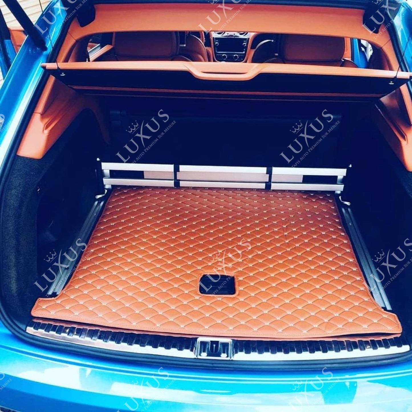Tapis de Coffre sur Mesure Premium Luxus – Motif Double Losange Beige Crème