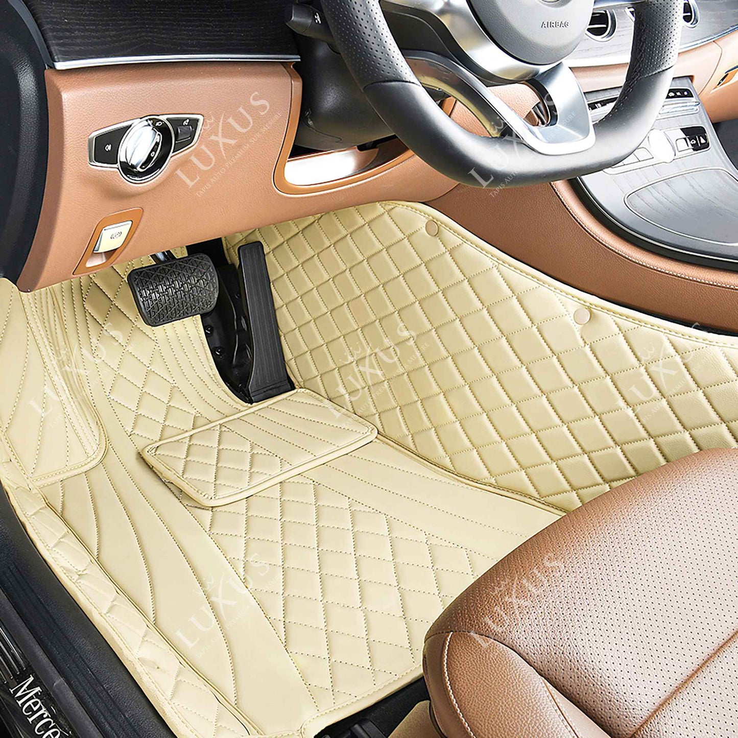 Tapis de Sol 3D sur Mesure Premium Luxus – Motif Hybride Beige Crème