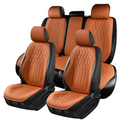 Luxus SeatSkin™ Housses de Siège sur Mesure en Similicuir – Motif Losange Marron Caramel