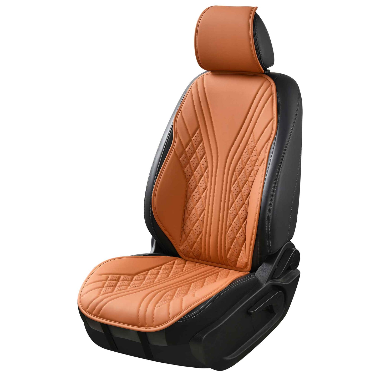 Luxus SeatSkin™ Housses de Siège sur Mesure en Similicuir – Motif Hybride Marron Caramel
