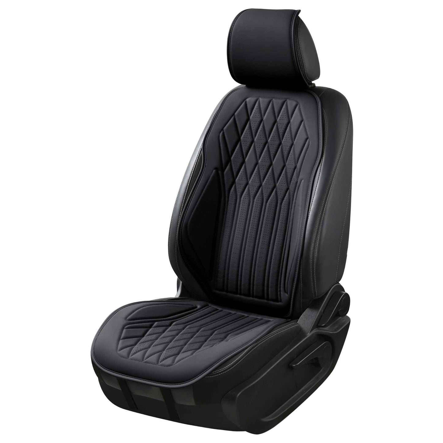 Luxus SeatSkin™ Housses de Siège sur Mesure en Similicuir – Motif Losange Noir Onyx