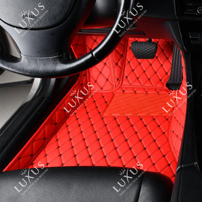 Tapis de Sol 3D sur Mesure Premium Luxus – Motif Losange Rouge Ferrari avec Surpiqûres Noires