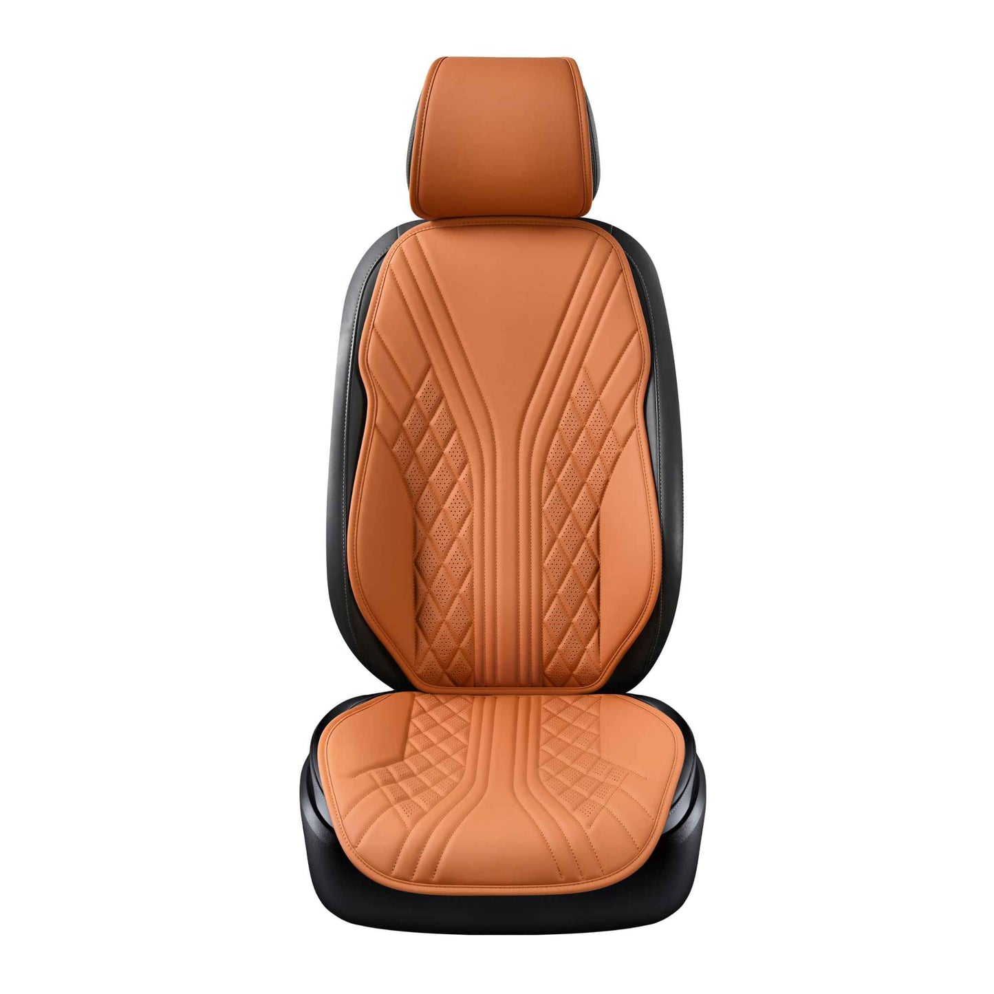 Luxus SeatSkin™ Housses de Siège sur Mesure en Similicuir – Motif Hybride Marron Caramel