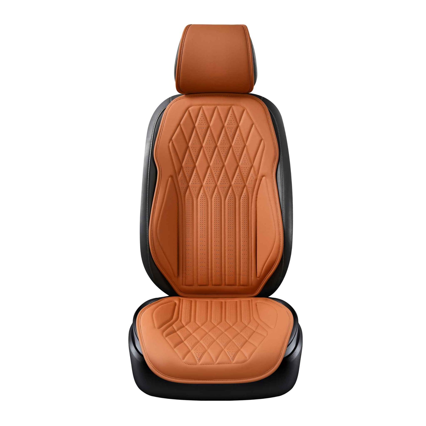 Luxus SeatSkin™ Housses de Siège sur Mesure en Similicuir – Motif Losange Marron Caramel