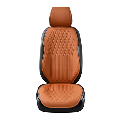 Luxus SeatSkin™ Housses de Siège sur Mesure en Similicuir – Motif Losange Marron Caramel