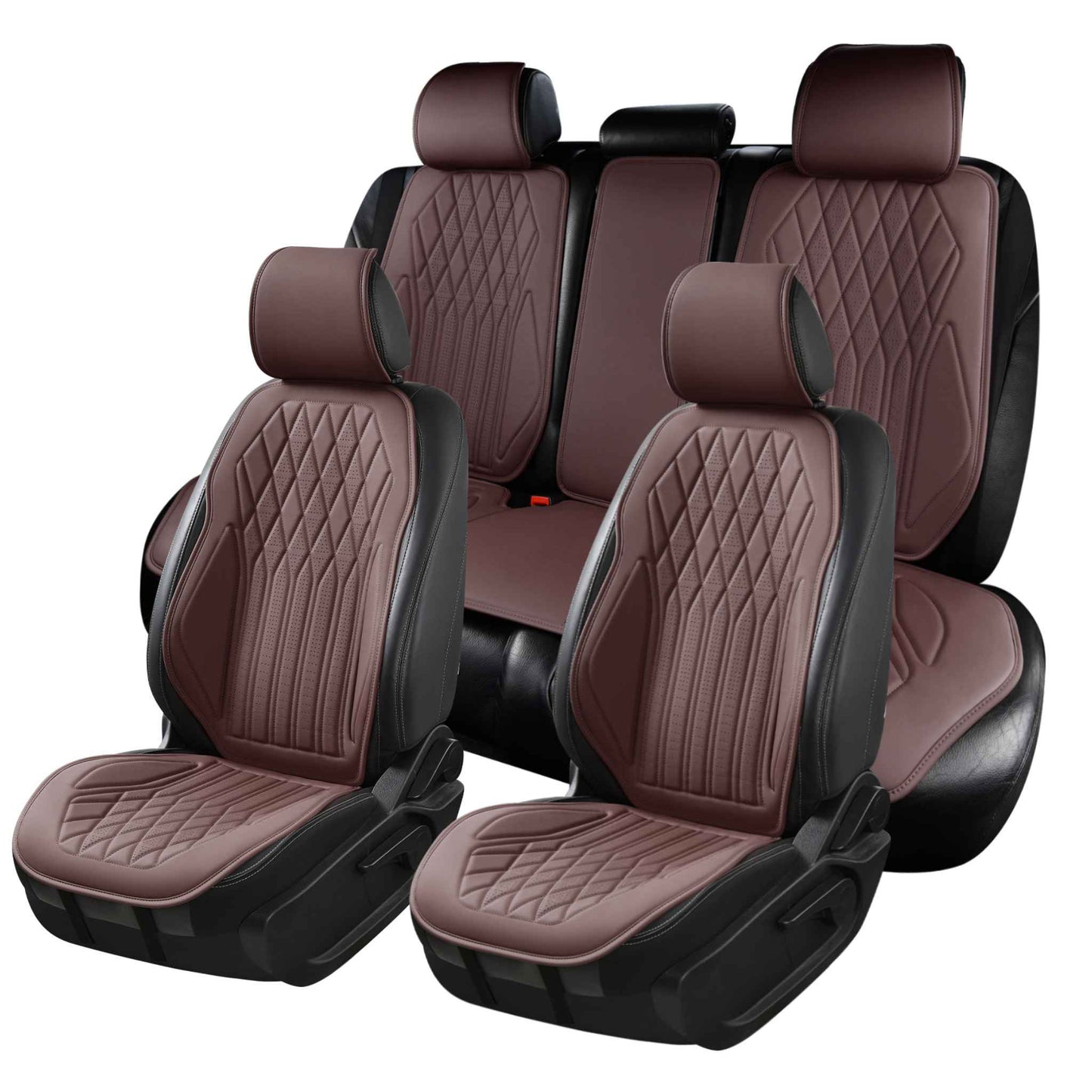 Luxus SeatSkin™ Housses de Siège sur Mesure en Similicuir – Motif Losange Marron Chocolat