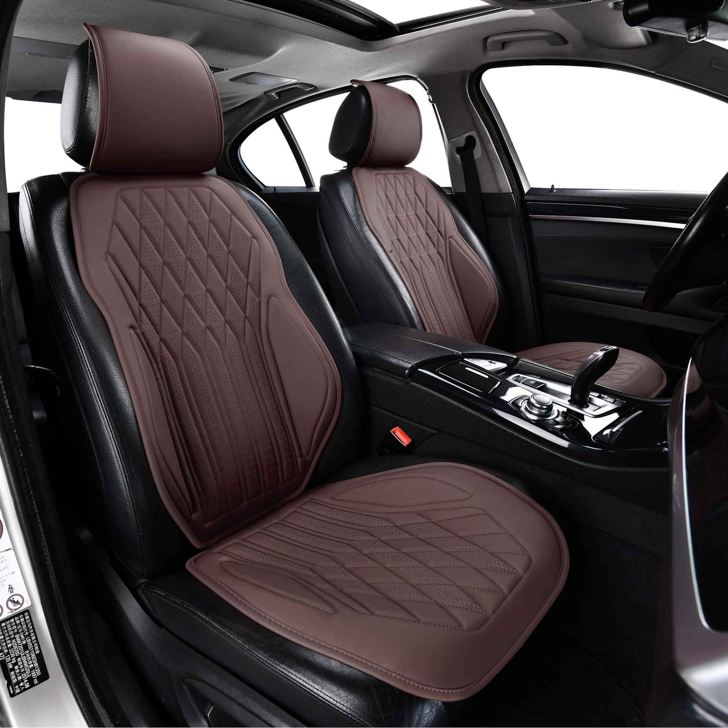 Luxus SeatSkin™ Housses de Siège sur Mesure en Similicuir – Motif Losange Marron Chocolat