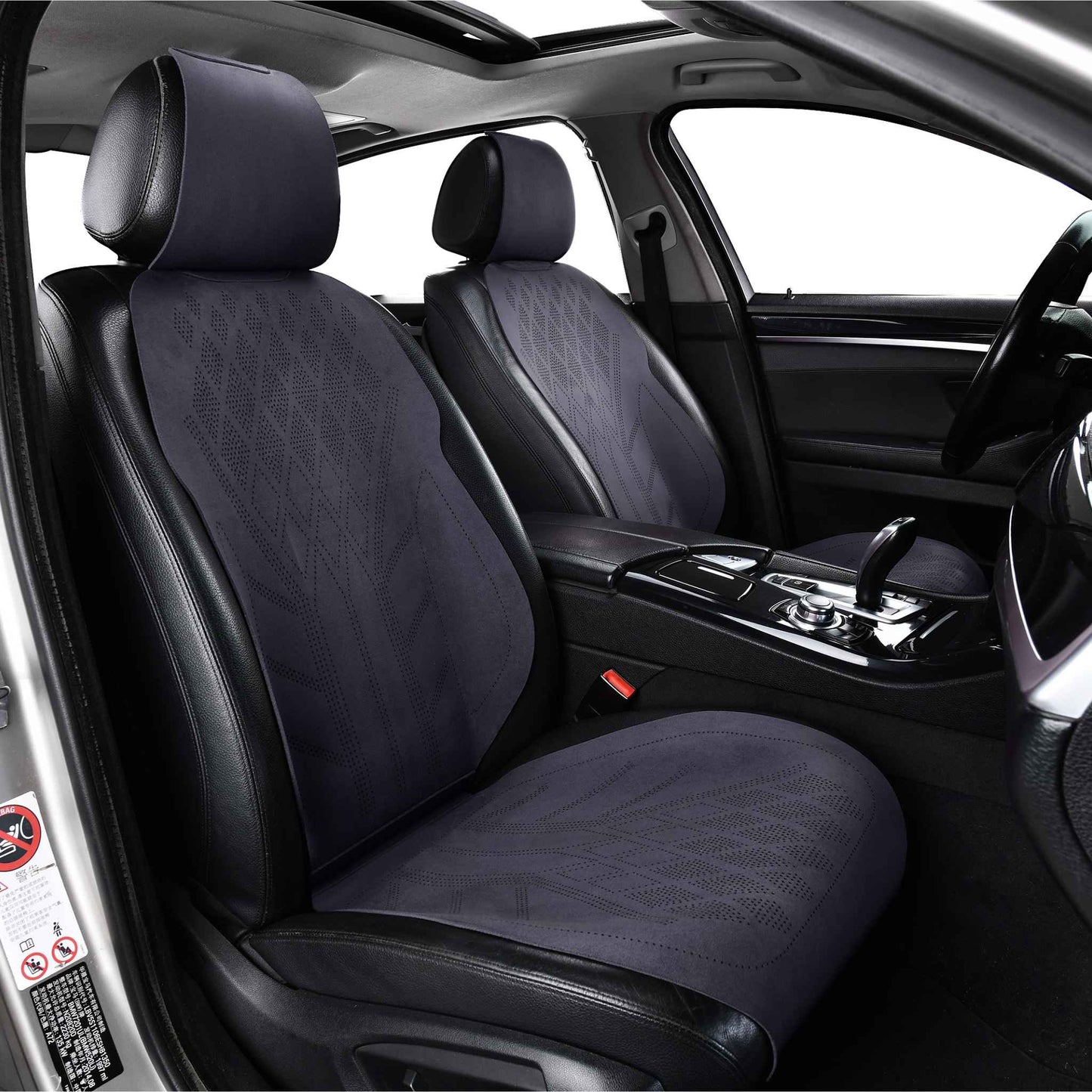 Luxus SeatSkin™ Housses de Siège sur Mesure en Suédine – Motif Losange Noir