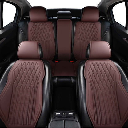 Luxus SeatSkin™ Housses de Siège sur Mesure en Similicuir – Motif Losange Noir Onyx
