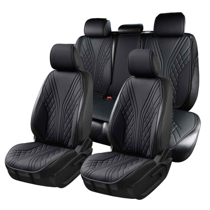 Luxus SeatSkin™ Housses de Siège sur Mesure en Similicuir – Motif Hybride Noir