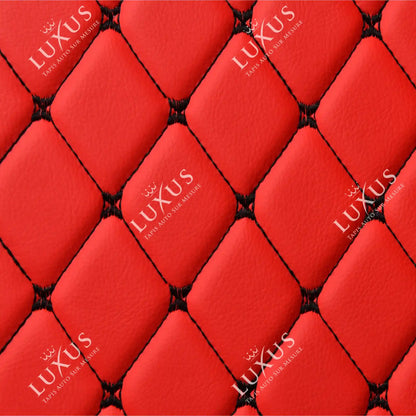Tapis de Sol 3D sur Mesure Premium Luxus – Motif Losange Rouge Ferrari avec Surpiqûres Noires
