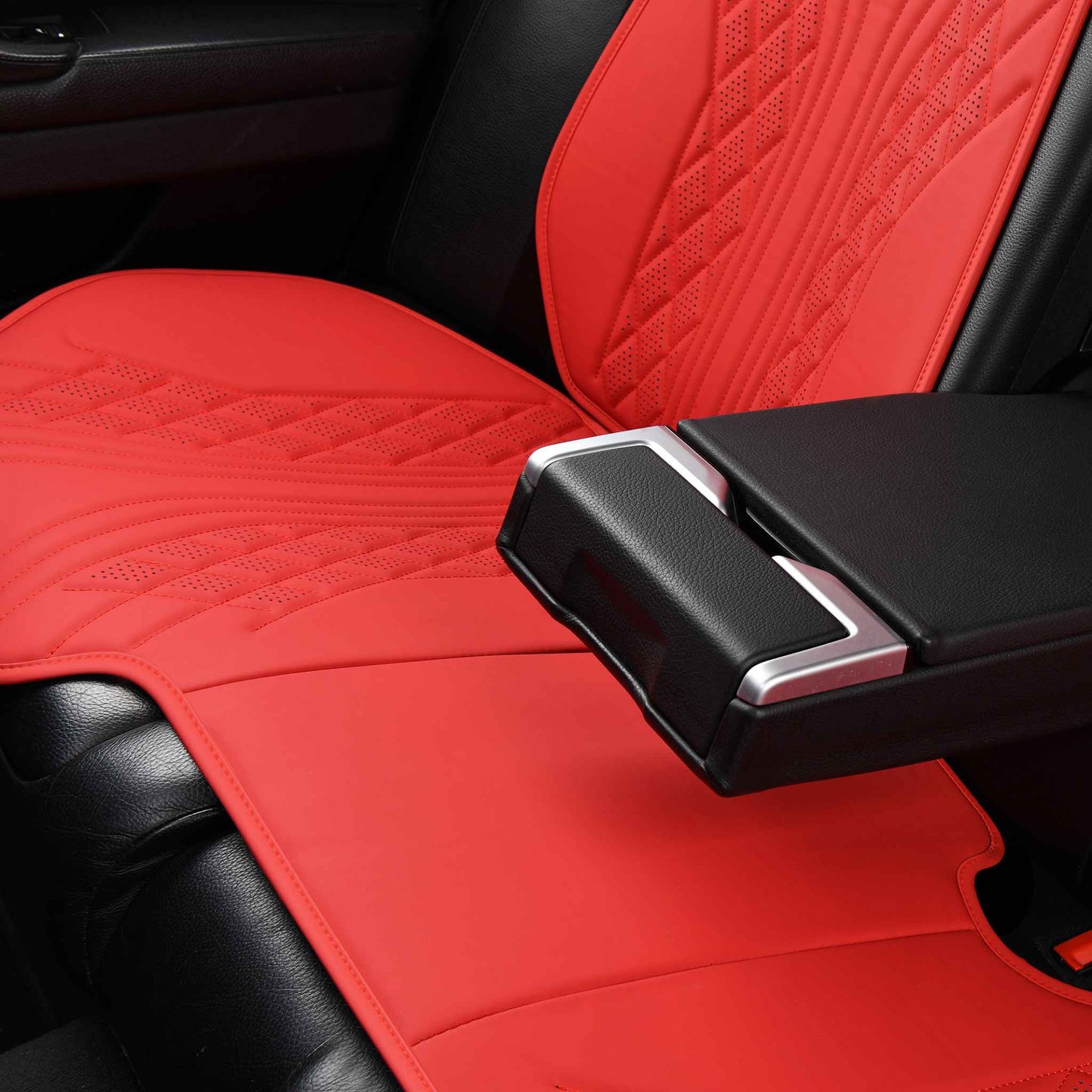 Luxus SeatSkin™ Housses de Siège sur Mesure en Similicuir – Motif Hybride Noir