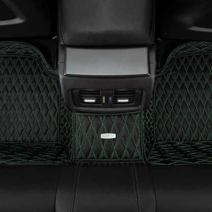 Tapis de Sol Premium Sur Mesure en 3D | Motif Double Losange | Noir & Surpiqûres Vertes