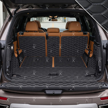 Tapis de Coffre 3D Intégral sur Mesure Premium Luxus – Motif Nid d’Abeille Noir avec Surpiqûres Blanches