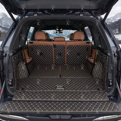 Tapis de Coffre 3D Intégral sur Mesure Premium Luxus – Motif Losange Noir avec Surpiqûres Jaunes