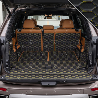 Tapis de Coffre 3D Intégral sur Mesure Premium Luxus – Motif Nid d’Abeille Noir avec Surpiqûres Jaunes