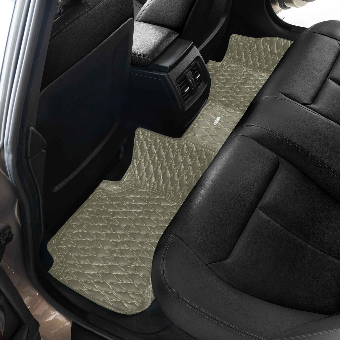 Tapis de Sol 3D sur Mesure Premium Luxus – Motif Double Losange Brun Kaki
