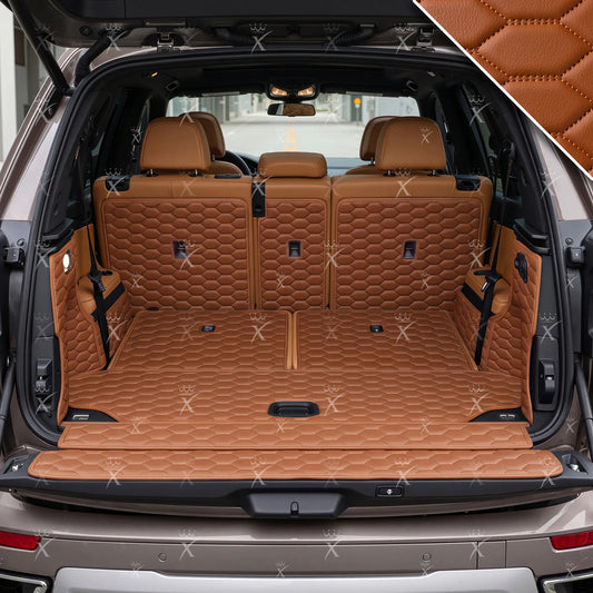 Tapis de Coffre 3D Intégral sur Mesure Premium Luxus – Motif Nid d’Abeille Marron Caramel