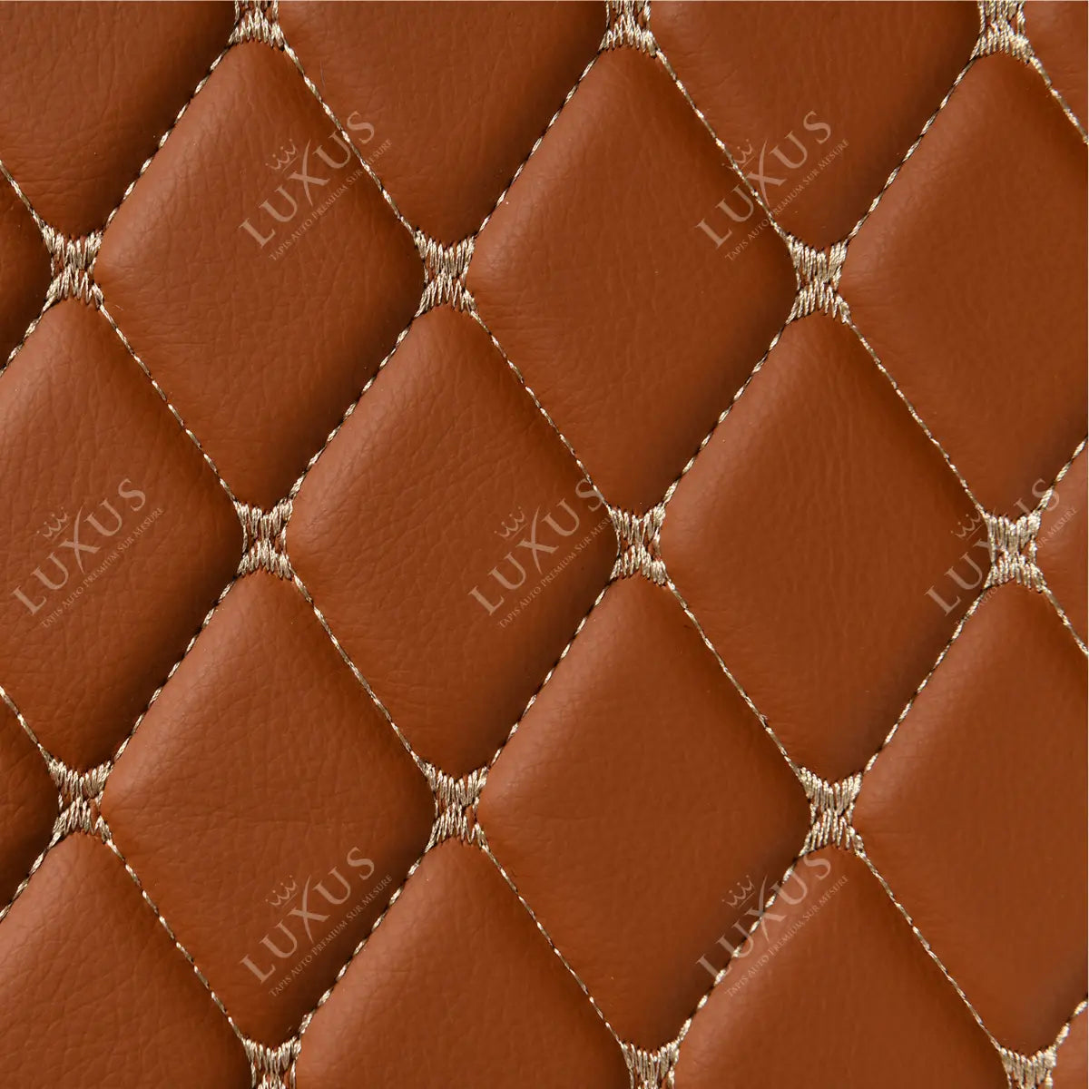 Tapis de Coffre sur Mesure Premium Luxus – Motif Losange Marron Caramel