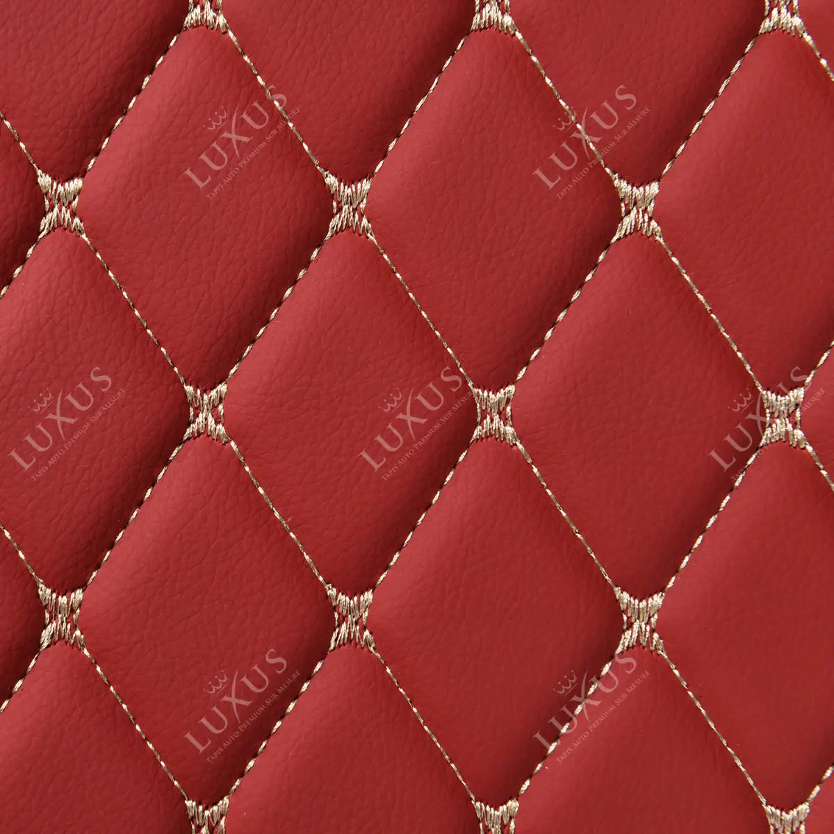 Tapis de Coffre sur Mesure Premium Luxus – Motif Losange Rouge Cerise
