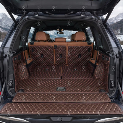 Tapis de Coffre 3D Intégral Sur Mesure Premium Luxus – Motif Losange Marron Chocolat