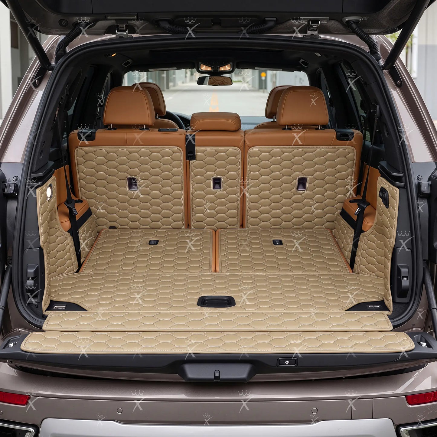 Tapis de Coffre 3D Intégral sur Mesure Premium Luxus – Motif Nid d’Abeille Beige Crème
