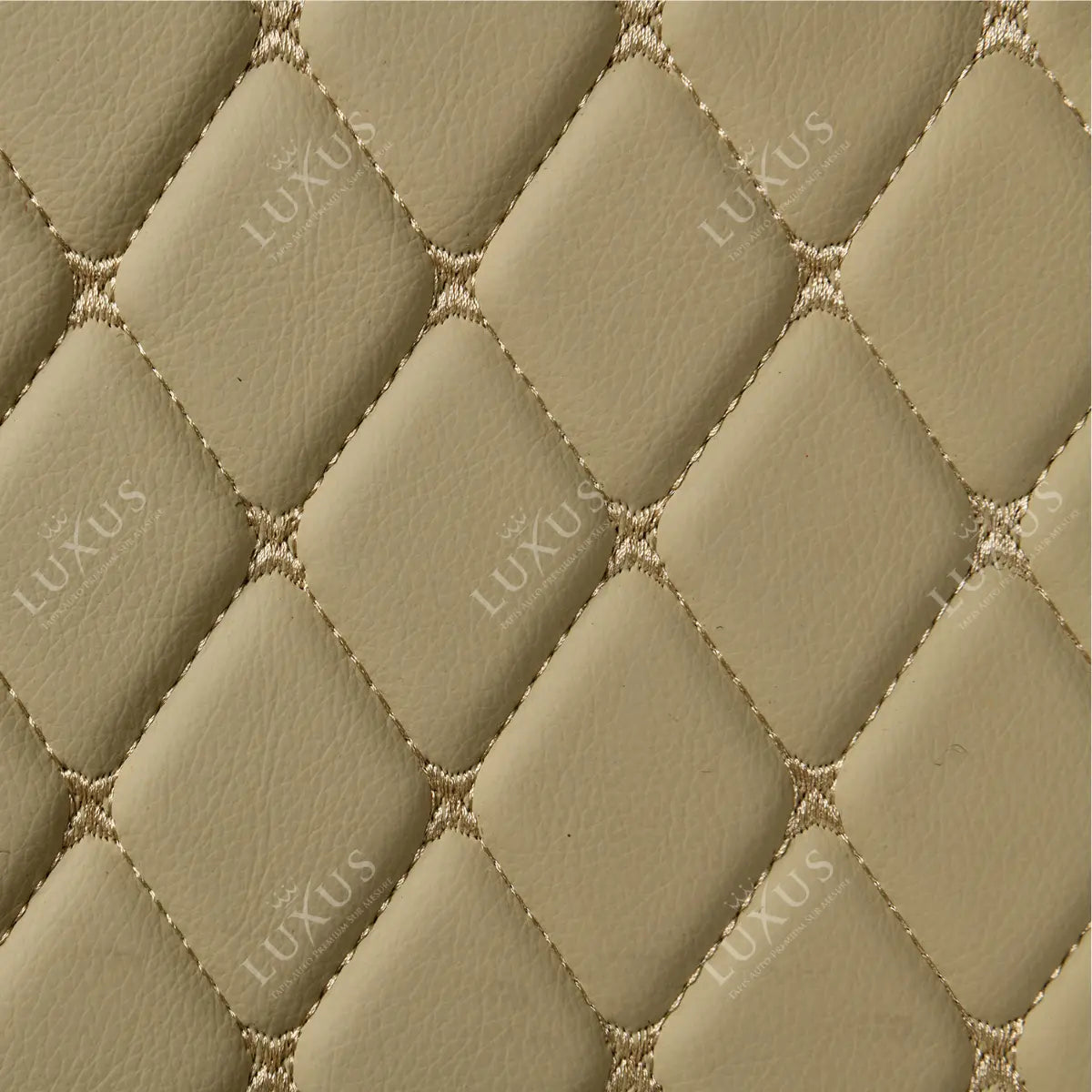 Tapis de Coffre sur Mesure Premium Luxus – Motif Losange Beige Crème