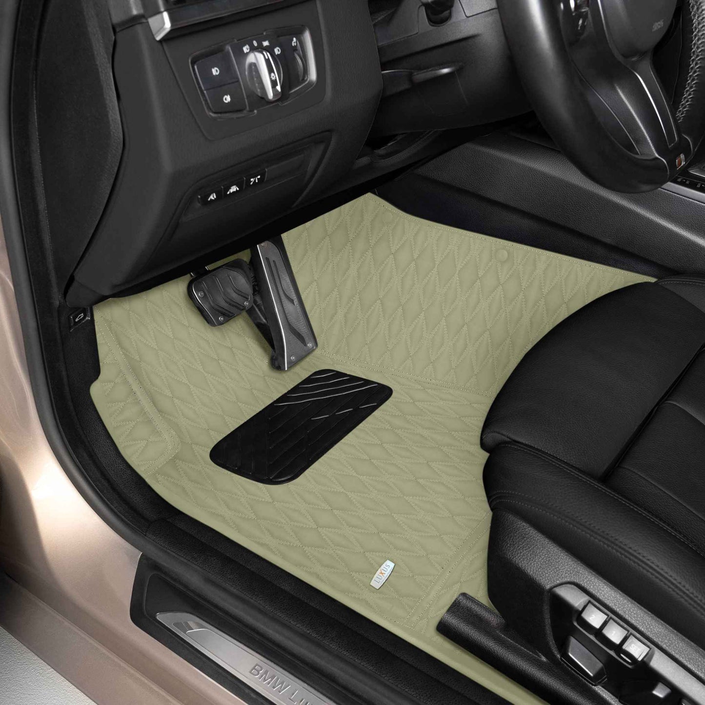 Tapis de Sol 3D sur Mesure Premium Luxus – Motif Double Losange Beige Crème