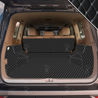 Tapis de Coffre 3D Intégral sur Mesure Premium Luxus – Motif Losange Noir avec Surpiqûres Blanches