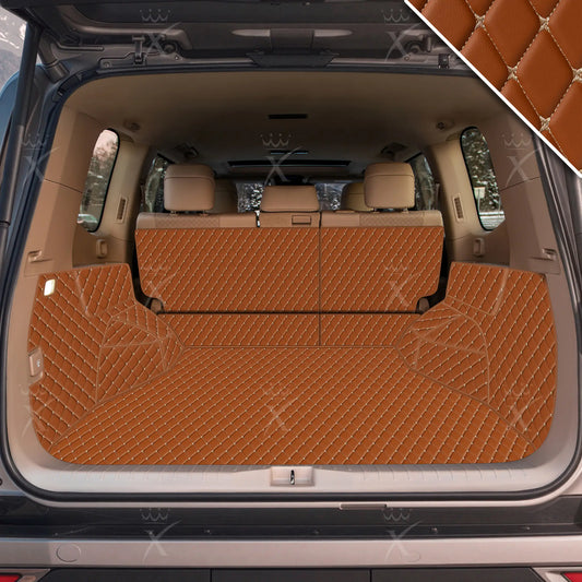 Tapis de Coffre 3D Intégral sur Mesure Premium Luxus – Motif Losange Marron Caramel