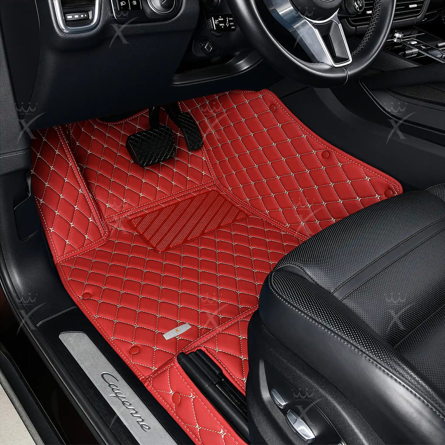 Tapis de Sol 3D sur Mesure Premium Luxus – Motif Losange Rouge Cerise