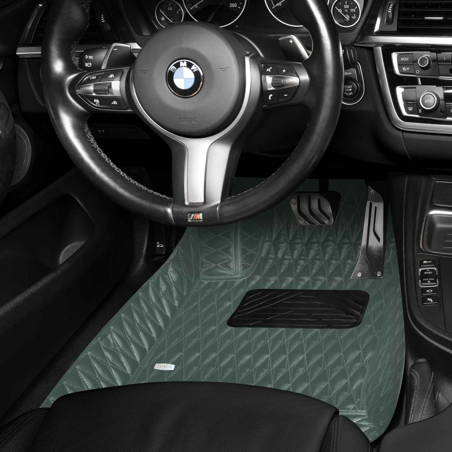 Tapis de Sol 3D sur Mesure Premium Luxus – Motif Double Losange Gris Sauge