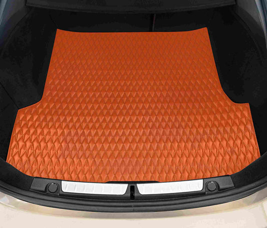 Tapis de coffre sur mesure premium Luxus – motif double losange orange ardent