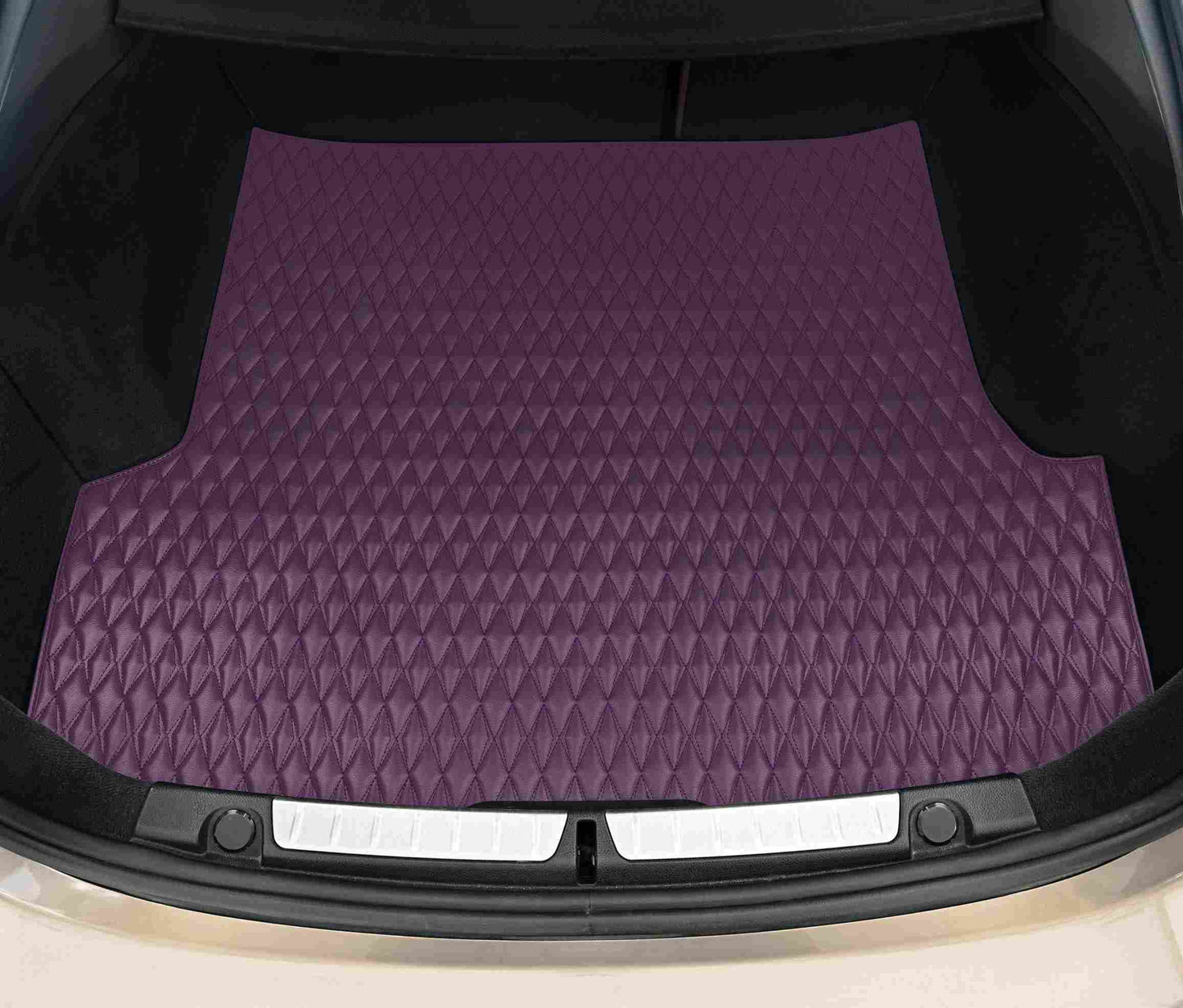 Tapis de Coffre sur Mesure Premium Luxus – Motif Double Losange Violet Nocturne