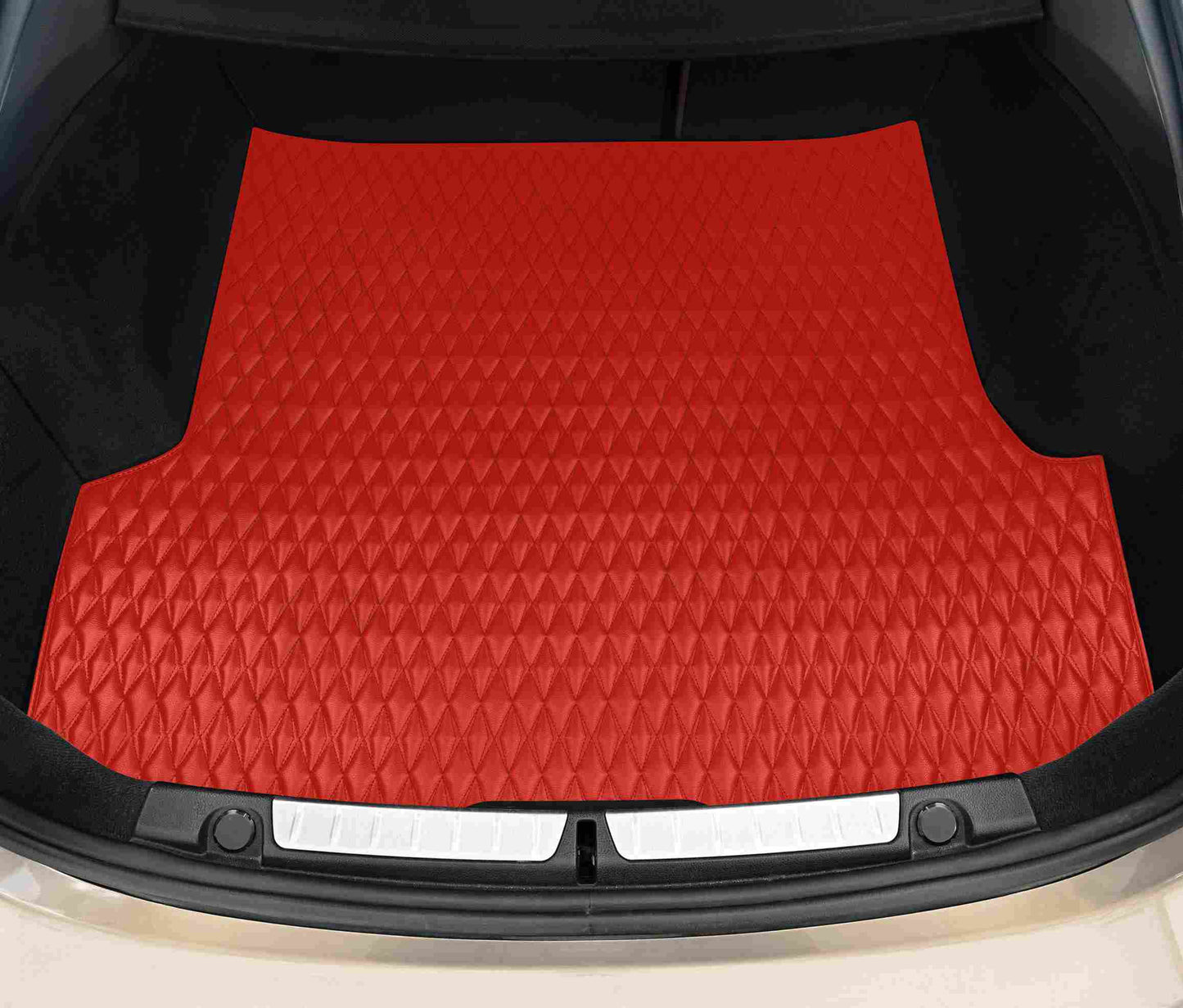 Tapis de Coffre sur Mesure Premium Luxus – Motif Double Losange Rouge Ferrari