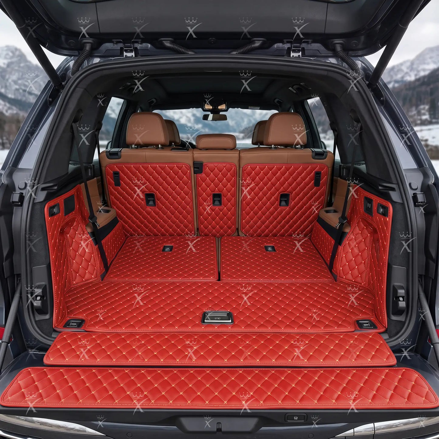 Tapis de Coffre 3D Intégral sur Mesure Premium Luxus – Motif Losange Rouge Ferrari