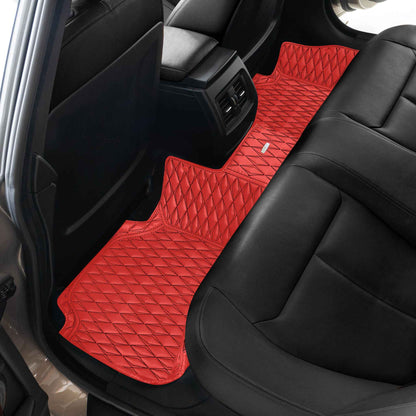 Tapis de Sol 3D sur Mesure Premium Luxus – Motif Double Losange Rouge Ferrari avec Surpiqûres Noires