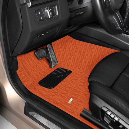 Tapis de Sol 3D sur Mesure Premium Luxus – Motif Double Losange Orange Ardent
