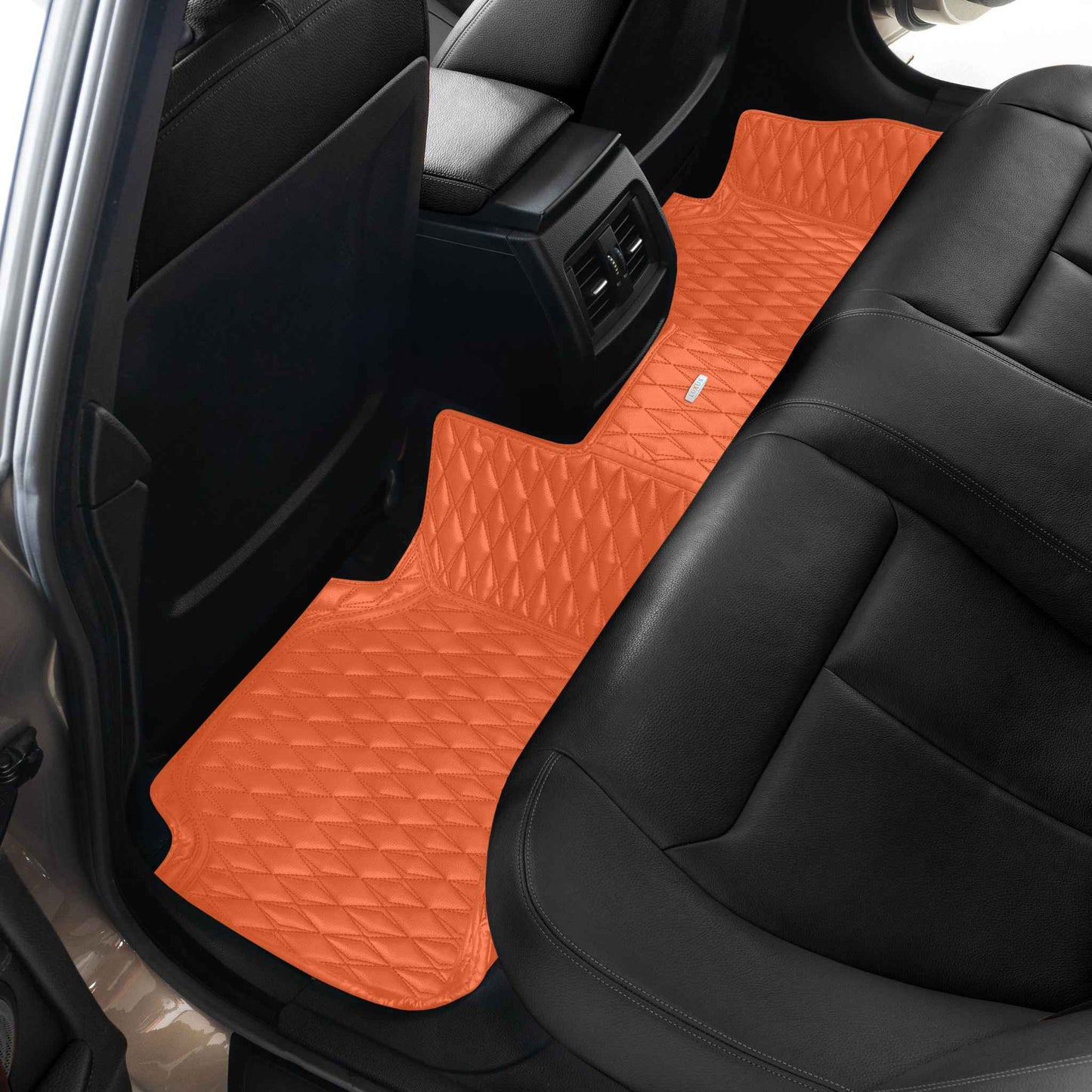Tapis de Sol 3D sur Mesure Premium Luxus – Motif Double Losange Orange Ardent