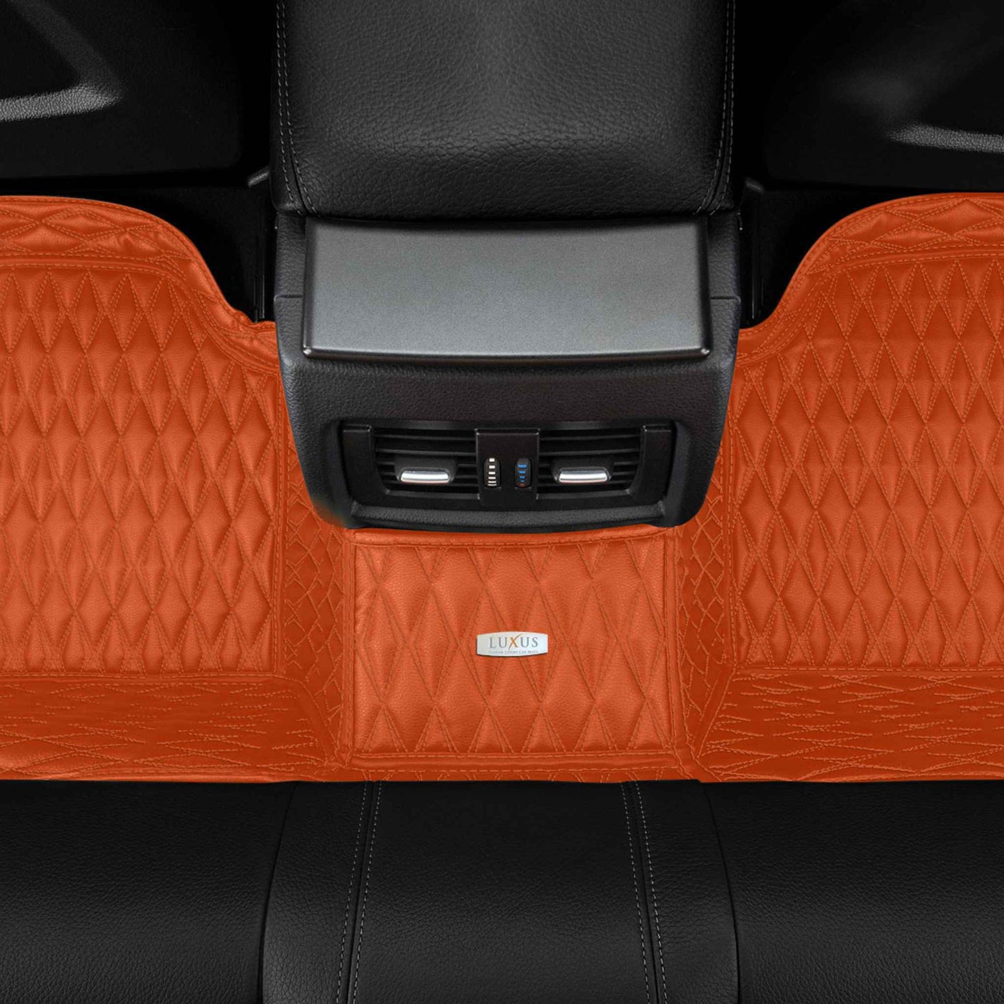 Tapis de Sol 3D sur Mesure Premium Luxus – Motif Double Losange Orange Ardent