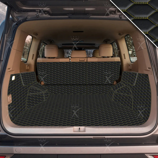 Tapis de Coffre 3D Intégral sur Mesure Premium Luxus – Motif Nid d’Abeille Noir avec Surpiqûres Jaunes