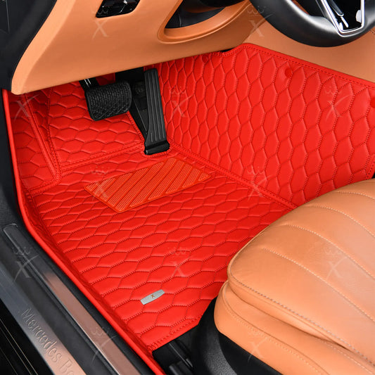 Tapis de Sol 3D sur Mesure Premium Luxus – Motif Nid d’Abeille Rouge Ferrari