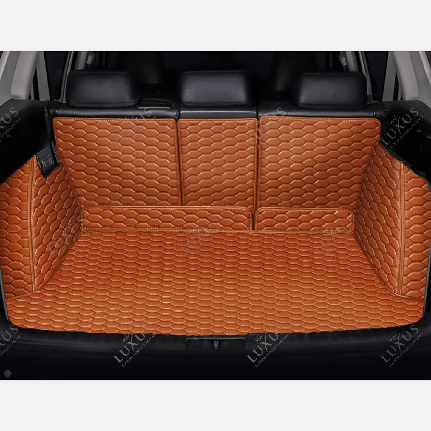 Tapis de Coffre 3D Intégral sur Mesure Premium Luxus – Motif Nid d’Abeille Marron Caramel