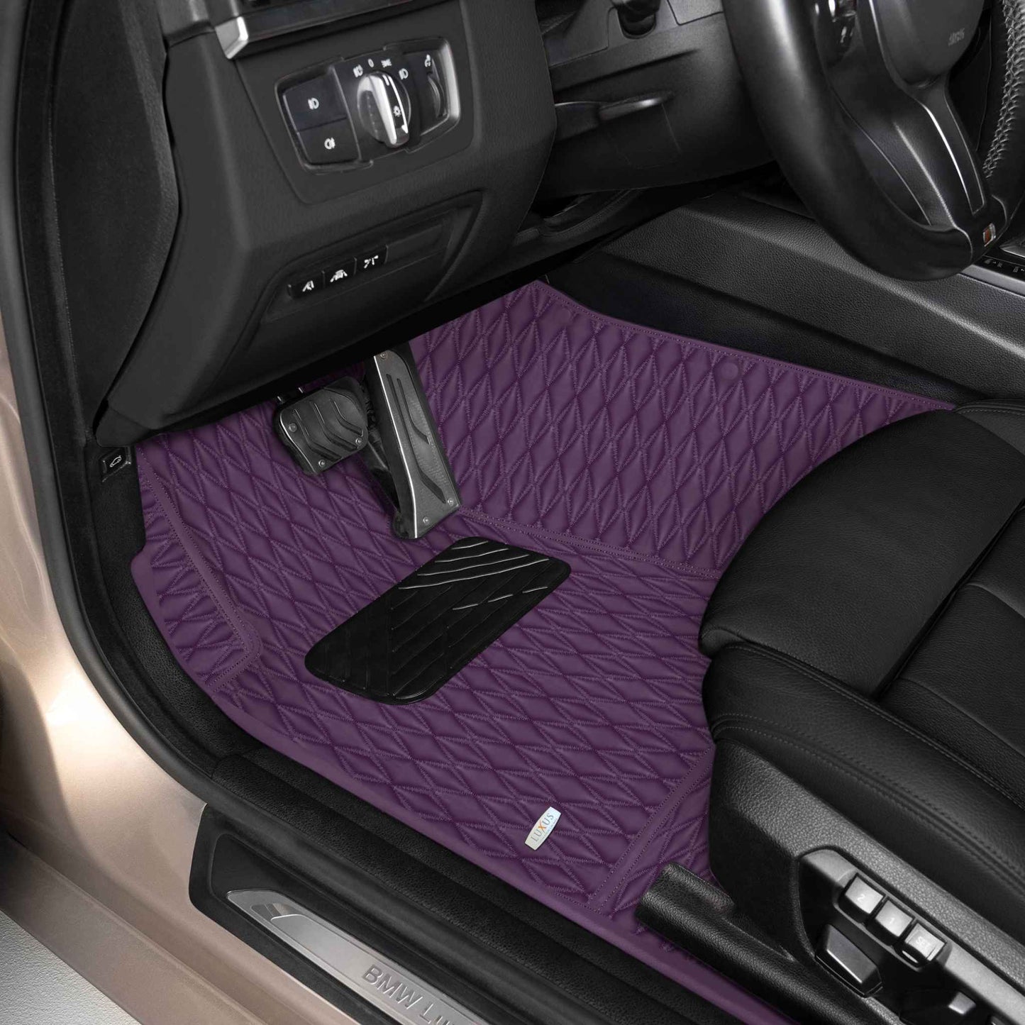 Tapis de Sol Premium Sur Mesure en 3D | Motif Double Losange | Violet Nocturne