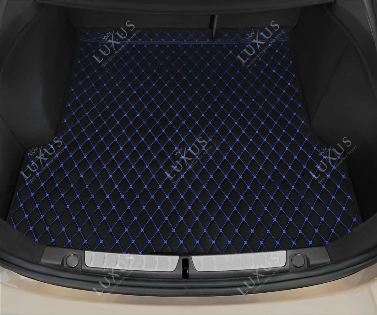 Tapis De Coffre Sur Mesure Peugeot 5008 III 2024 - Protection Coffre Voiture Cuir Noir Premium