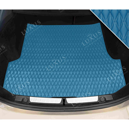 Tapis de Coffre sur Mesure Premium Luxus – Motif Double Losange Bleu Ciel